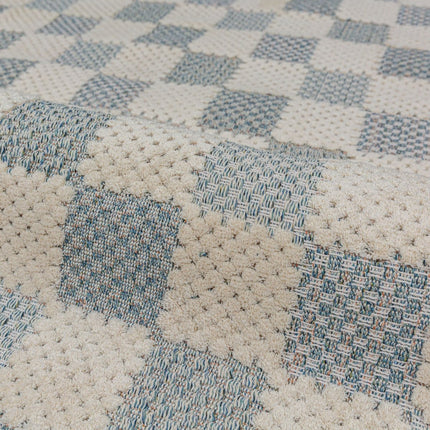 Katoenen lopers - Flair Rugs katoenen loper Muted Checkerboard Blauw - Vloerkledenloods