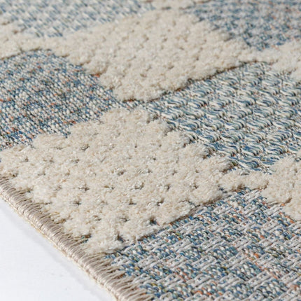 Katoenen lopers - Flair Rugs katoenen loper Muted Checkerboard Blauw - Vloerkledenloods