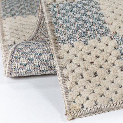 Katoenen lopers - Flair Rugs katoenen loper Muted Checkerboard Blauw - Vloerkledenloods