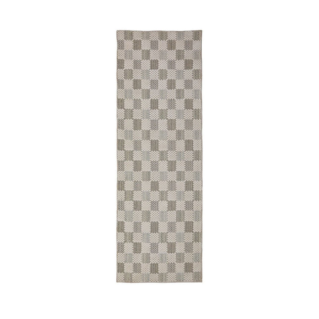 Katoenen lopers - Flair Rugs katoenen loper Muted Checkerboard Groen - Vloerkledenloods