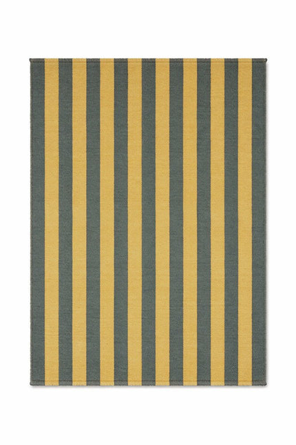 Katoenen Lopers - Lorena Canals Cabana Lines katoenen loper Stripes Terrazzo Green/Dark Honey - Vloerkledenloods