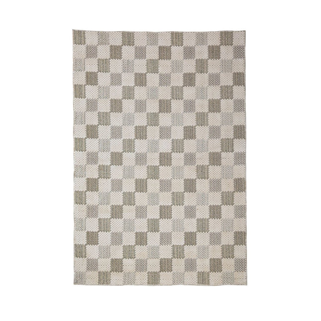 Katoenen vloerkleden - Flair Rugs katoenen vloerkleed Muted Checkerboard Groen - Vloerkledenloods