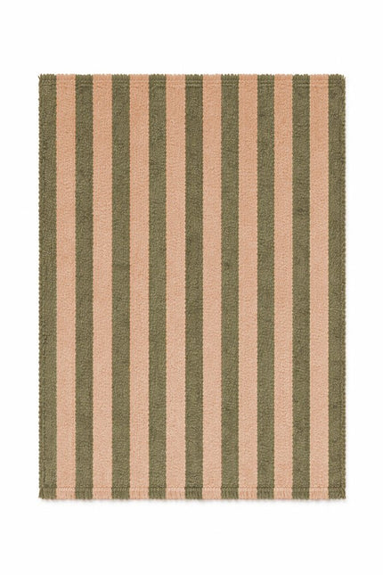 Katoenen Vloerkleden - Lorena Canals Cabana Lines katoenen vloerkleed Stripes Roze/Kaki - Vloerkledenloods
