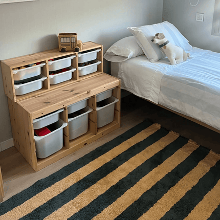 Katoenen Vloerkleden - Lorena Canals Cabana Lines katoenen vloerkleed Stripes Terrazzo Green/Dark Honey - Vloerkledenloods