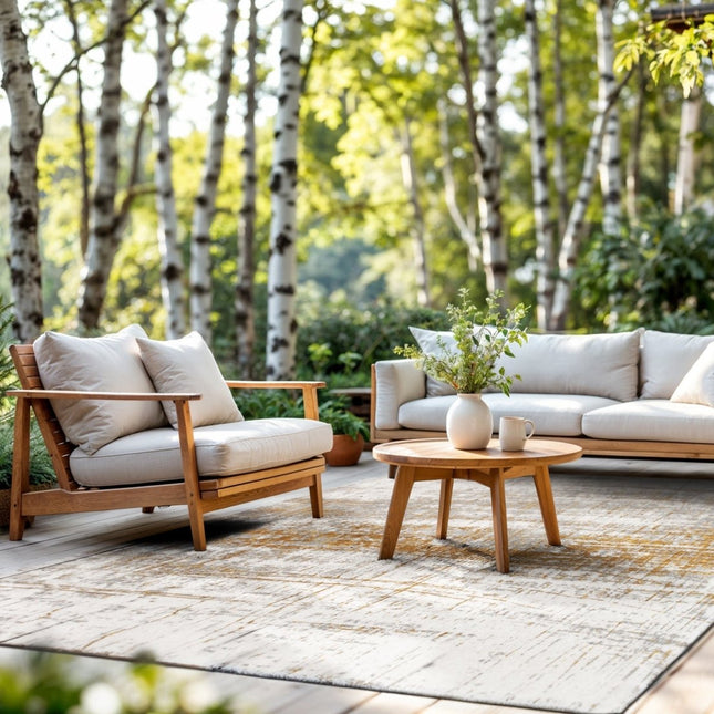 Moderne vloerkleden - In - en outdoor vloerkleed Griff Columbus Gold 8419 - Louis de Poortere - Vloerkledenloods