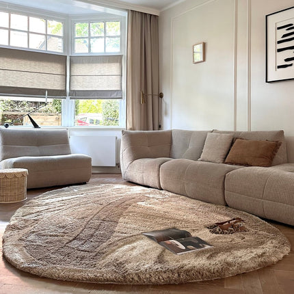 Organisch hoogpolig vloerkleed Odelia bruin/taupe - Interieur05 - Vloerkledenloods