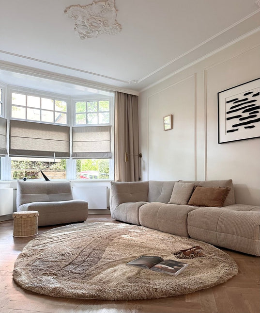Organisch hoogpolig vloerkleed Odelia bruin/taupe - Interieur05 - Vloerkledenloods