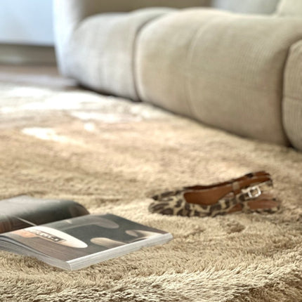 Organisch hoogpolig vloerkleed Odelia bruin/taupe - Interieur05 - Vloerkledenloods