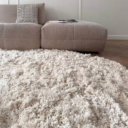 Organisch Hoogpolig Vloerkleed Pilo Ivoor Wit Polyester Interieur05 - Vloerkledenloods