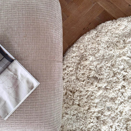 Organisch Hoogpolig Vloerkleed Pilo Ivoor Wit Polyester Interieur05 - Vloerkledenloods