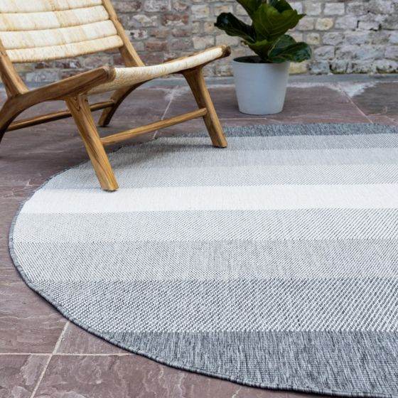 Rond Buitenkleed Boa - Grijs/Wit - Dubbelzijdig - EVA Interior - Vloerkledenloods