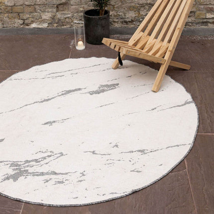 Rond Buitenkleed Marble - Grijs/wit - dubbelzijdig - EVA Interior - Vloerkledenloods