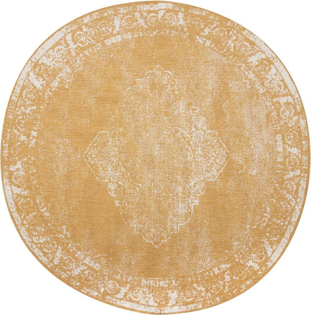 Rond Buitenkleed sage - Geel/Okergeel - dubbelzijdig - EVA Interior - Vloerkledenloods