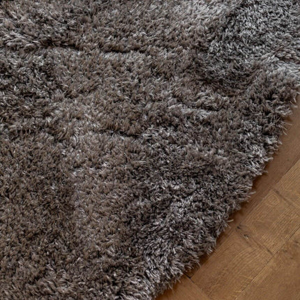 Rond Hoogpolig vloerkleed Fender grijs/lichtgrijs - Vloerkledenloods