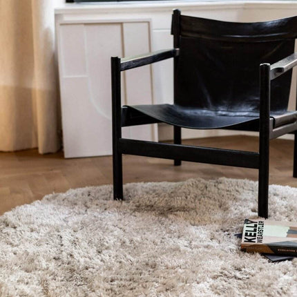 Rond Hoogpolig vloerkleed Fender wit/creme - Vloerkledenloods