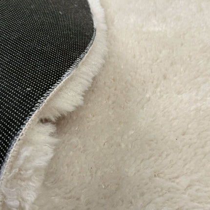 Rond hoogpolig vloerkleed Furr beige - Interieur05 - Vloerkledenloods
