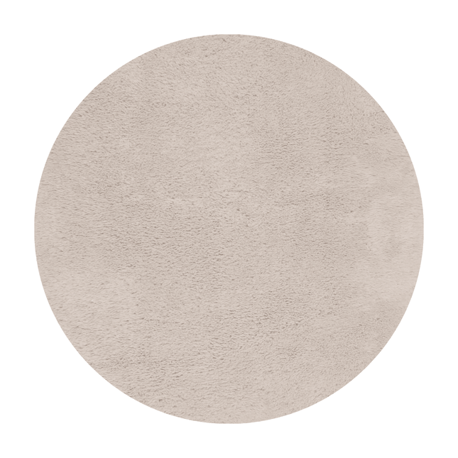 Rond hoogpolig vloerkleed Furr beige - Interieur05 - Vloerkledenloods