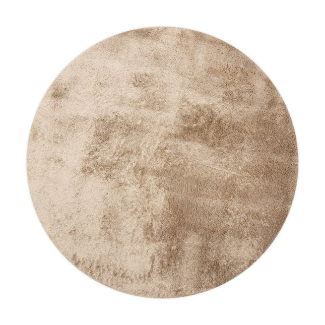Rond hoogpolig vloerkleed Odelia bruin/taupe - Interieur05 - Vloerkledenloods