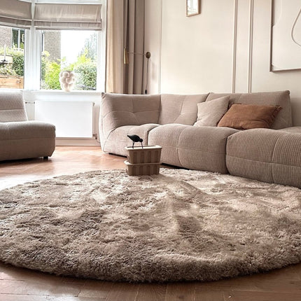 Rond hoogpolig vloerkleed Odelia stone - Interieur05 - Vloerkledenloods
