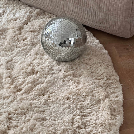 Rond Hoogpolig Vloerkleed Pilo Ivoor Wit Polyester Interieur05 - Vloerkledenloods