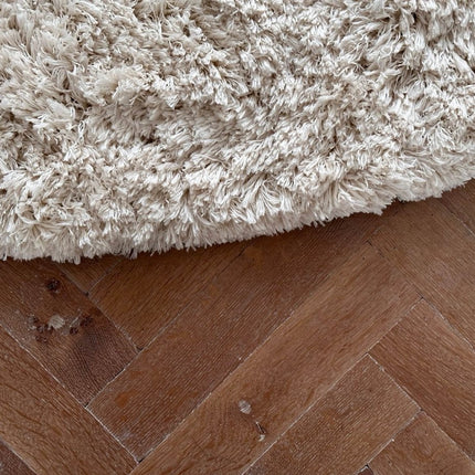 Rond Hoogpolig Vloerkleed Pilo Ivoor Wit Polyester Interieur05 - Vloerkledenloods