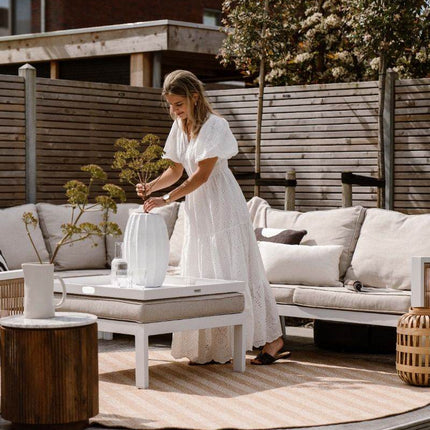 Rond Jute buitenkleed Naturel ZigZag - Vloerkledenloods