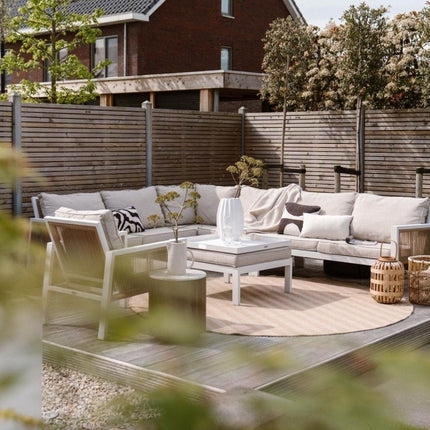Rond Jute buitenkleed Naturel ZigZag - Vloerkledenloods