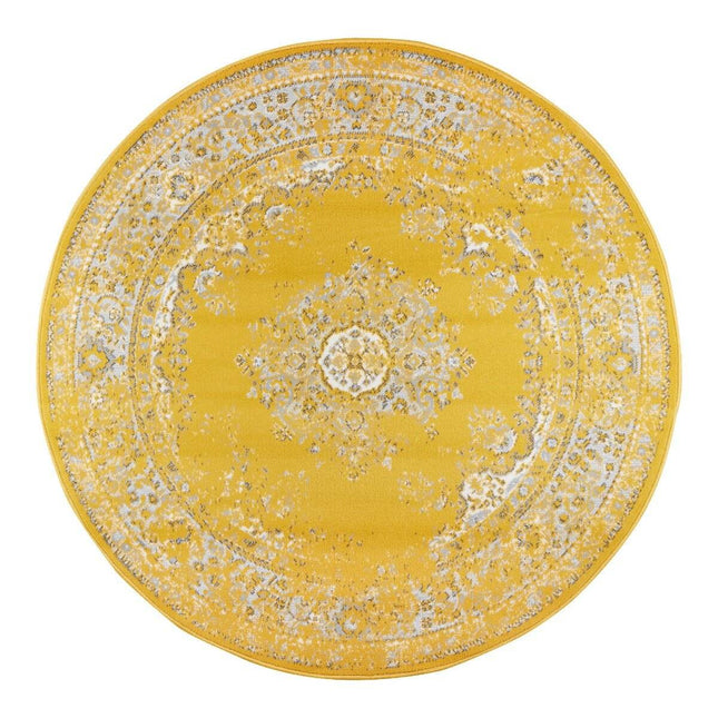 Rond Vintage Vloerkleed Keshan Geel - Vloerkledenloods