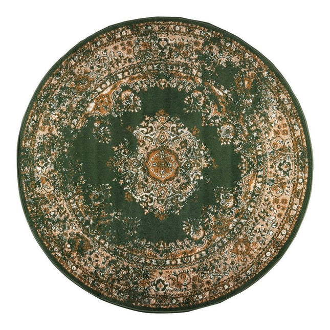 Rond Vintage Vloerkleed Keshan Groen - Vloerkledenloods