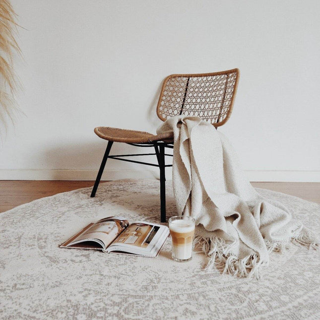 Rond Vintage Vloerkleed Keshan Zand/Beige - Vloerkledenloods