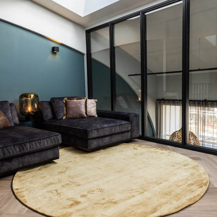 Rond Vloerkleed Felva Viscose Silk Goud - Vloerkledenloods