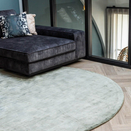 Rond Vloerkleed Felva Viscose Silk Groen - Vloerkledenloods