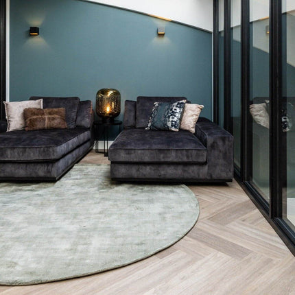 Rond Vloerkleed Felva Viscose Silk Groen - Vloerkledenloods