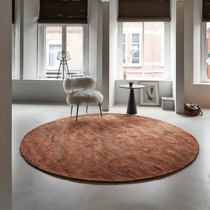 Rond Vloerkleed Felva Viscose Silk Roest - Vloerkledenloods