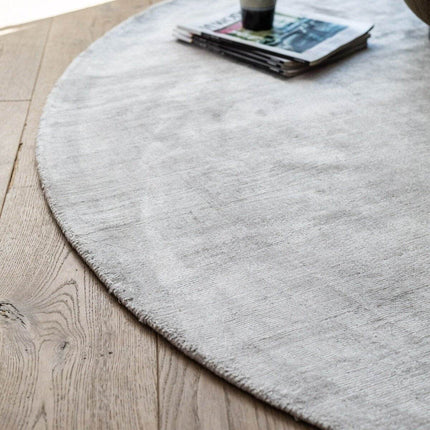 Rond Vloerkleed Felva Viscose Silk Silver - Vloerkledenloods