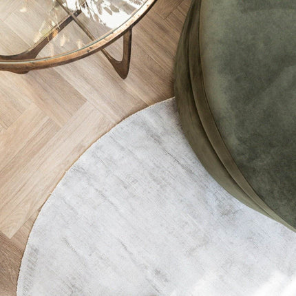 Rond Vloerkleed Felva Viscose Silk Silver - Vloerkledenloods