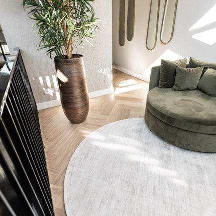 Rond Vloerkleed Felva Viscose Silk Silver - Vloerkledenloods
