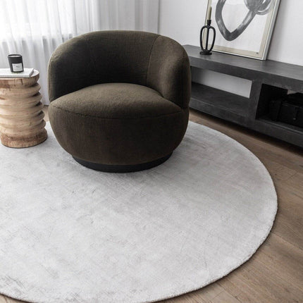 Rond Vloerkleed Felva Viscose Silk Silver - Vloerkledenloods