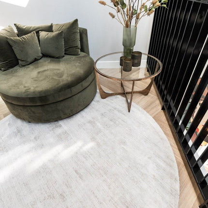Rond Vloerkleed Felva Viscose Silk Silver - Vloerkledenloods