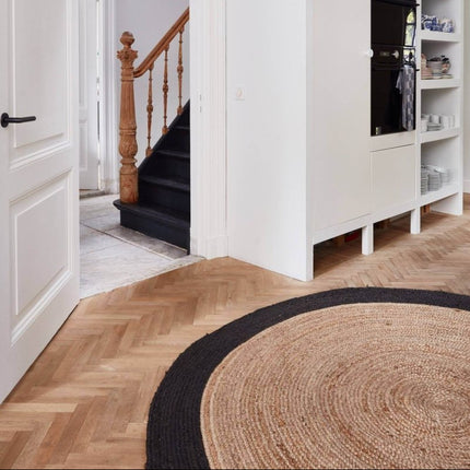 Rond vloerkleed Jute Naturel/Antraciet - Vloerkledenloods