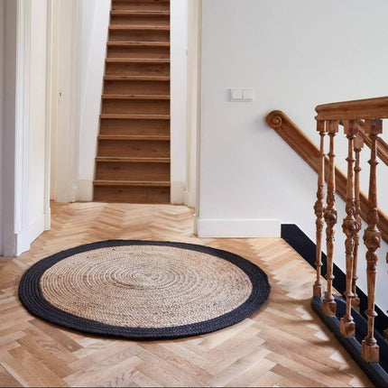 Rond vloerkleed Jute Naturel/Antraciet - Vloerkledenloods