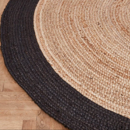 Rond vloerkleed Jute Naturel/Antraciet - Vloerkledenloods