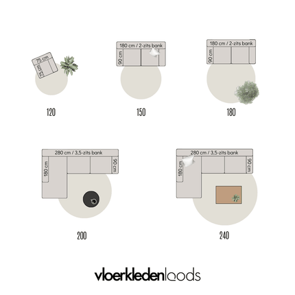 Rond vloerkleed Jute Zwart - Vloerkledenloods