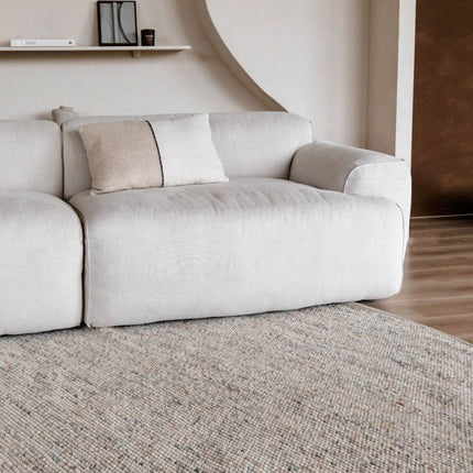 Rond Wollen Vloerkleed Beige/Wit Gemeleerd Vik - Vloerkledenloods