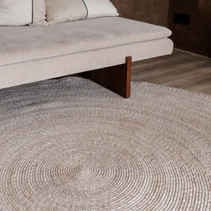 Rond wollen vloerkleed Gapo beige - Vloerkledenloods