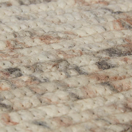 Rond wollen vloerkleed Gapo beige/wit gemeleerd - Vloerkledenloods