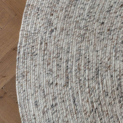 Rond wollen vloerkleed Gapo beige/wit gemeleerd - Vloerkledenloods