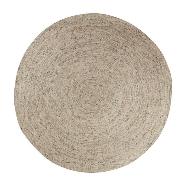Rond wollen vloerkleed Gapo beige/wit gemeleerd - Vloerkledenloods
