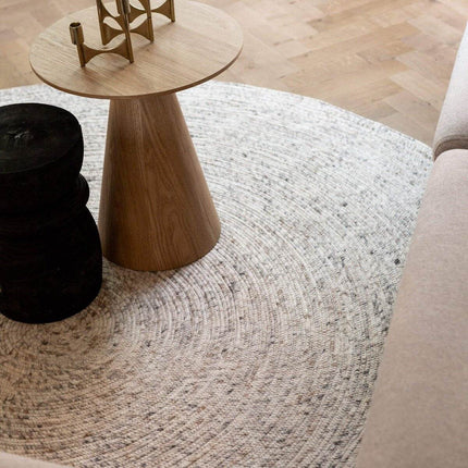 Rond wollen vloerkleed Gapo beige/wit gemeleerd - Vloerkledenloods