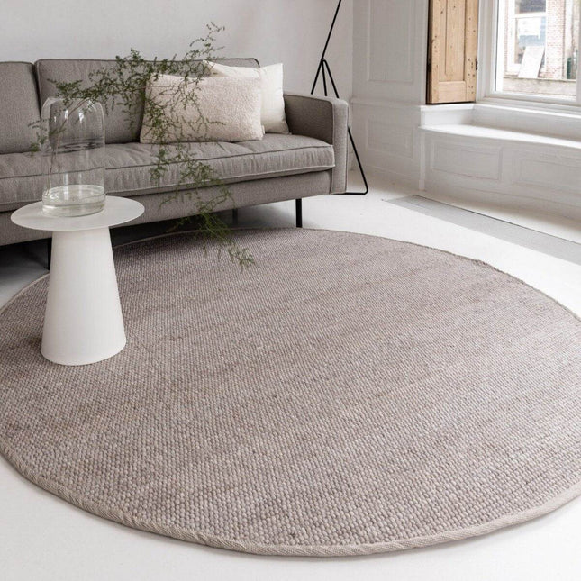 Rond Wollen Vloerkleed Grijs/Beige Vik - Vloerkledenloods